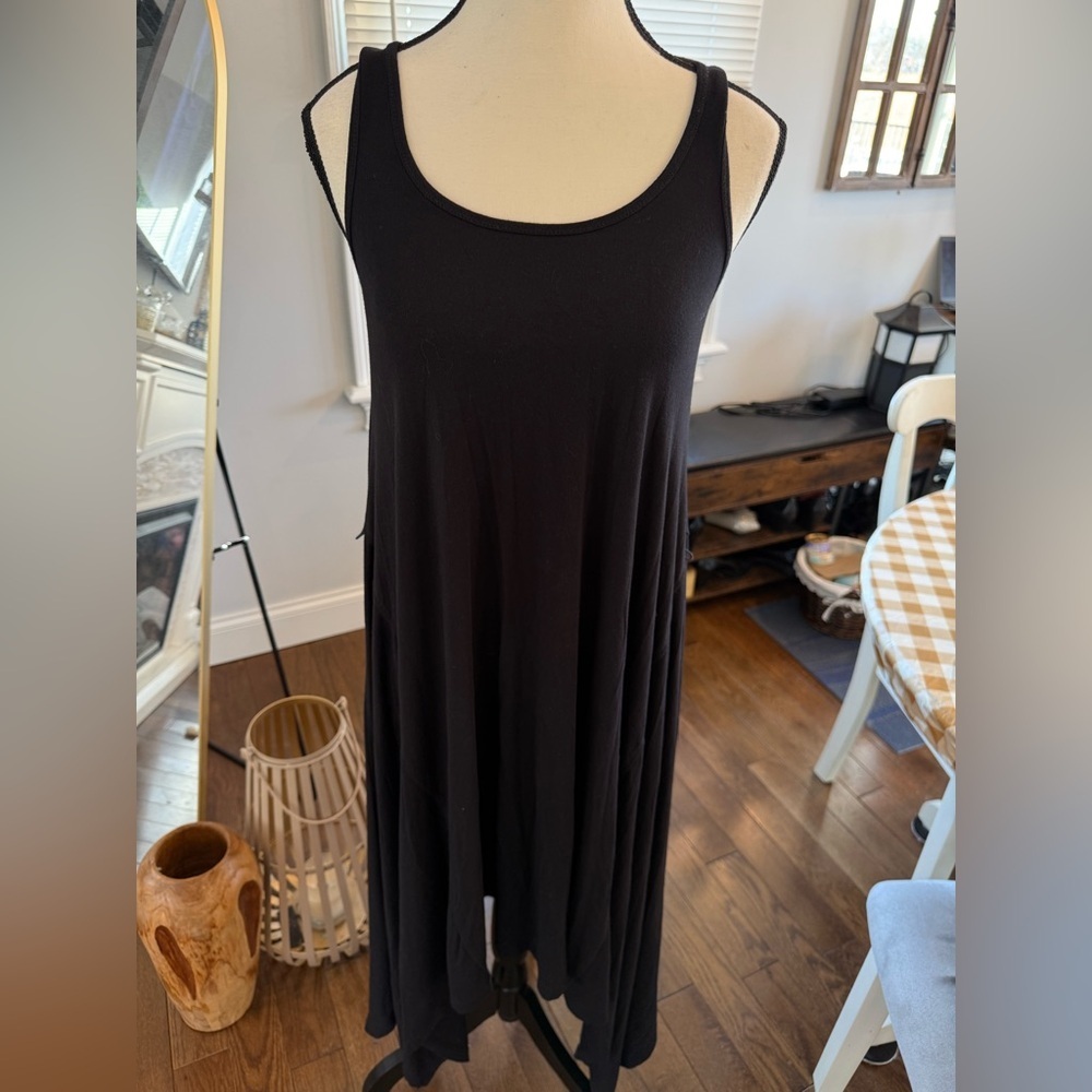 Caite Vibrant Embroidered Black Midi Dress Xs but fits up to large